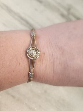 Beautiful Unique Two-Tone Wire Bracelet, Made From Guitar Strings, Gold & Silver